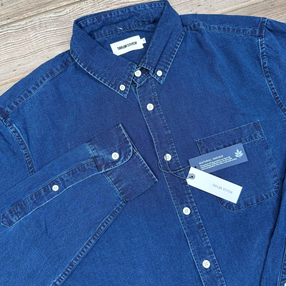 Taylor Stitch Mens 42 The Jack Shirt Rinsed Indigo Oxford Organic Cotton New